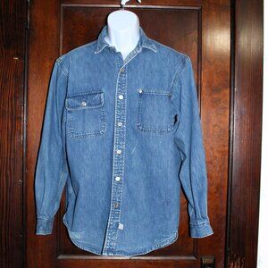 Vintage 90s POLO Ralph Lauren Denim Shirt Made in USA Large